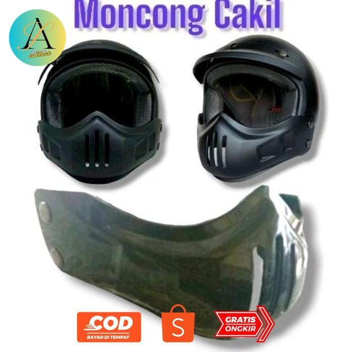 Paling Laris ryu-56 Moncong Plastik cakil Tambahan Helm Retro Plus kancing|| moncong Helm  Retro COD