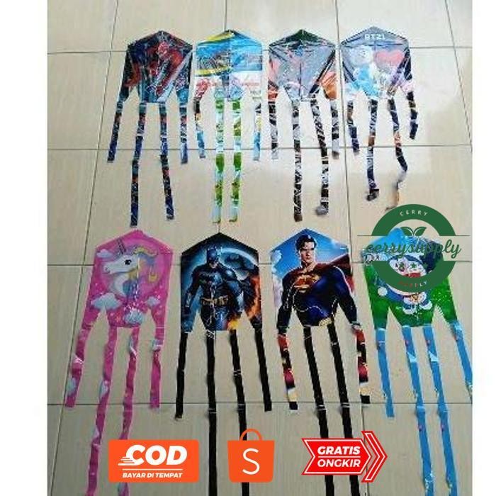 Super Sale ter-46 100PCS Mainan Layangan Mini Plastik/ Karakter/ Layangan Ubur-Ubur Layangan Seot te