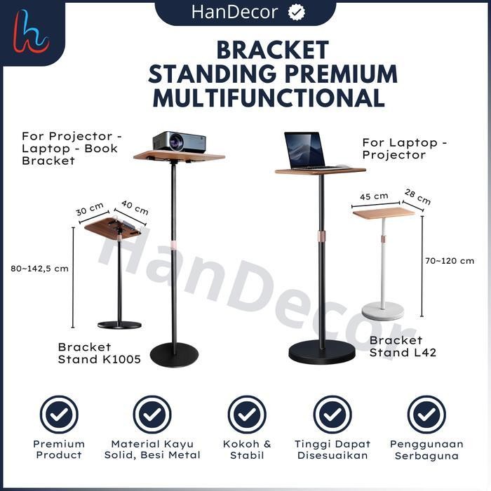 Standing Laptop Kayu 70-120cm | Meja Laptop Standing Portable AERA L42