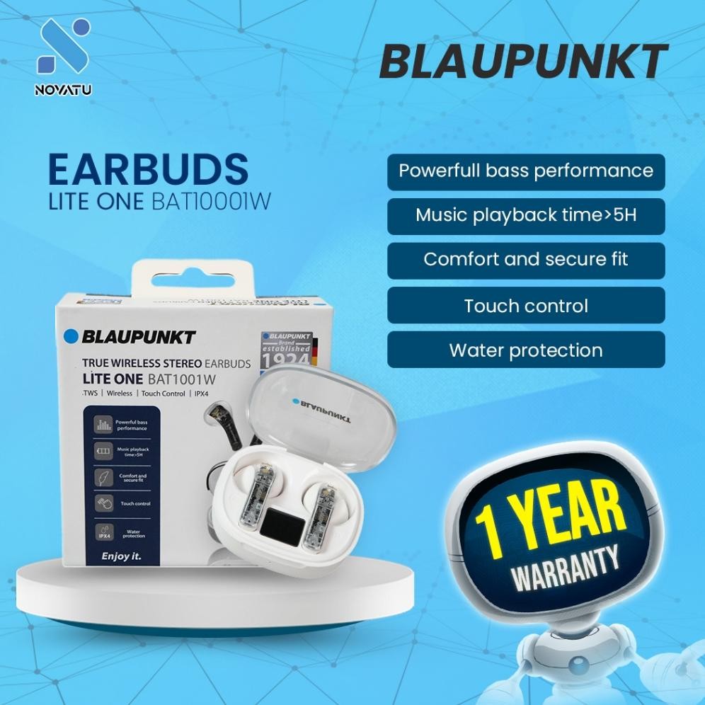 READY INSTANT Novatu Gaming - Blaupunkt TWS True Wireless Earbuds Headset Earphone Lite One BAT1001W
