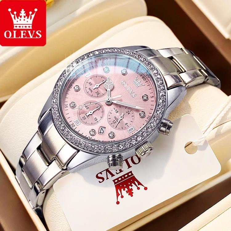 Olevs Jam Tangan Wanita Anti Air Fashion Cewek Korea Analog Pink Women Watch