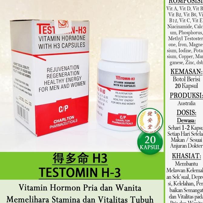 ;&;&;&;&] TESTOMIN H3 [20 Kapsul] u.Stamina dan Vitalitas Pria dan Wanita Dewasa
