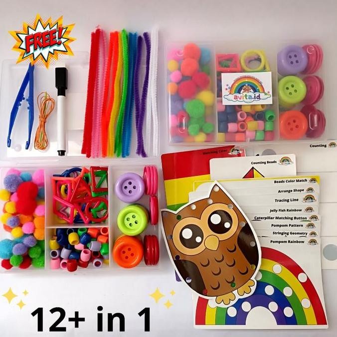 Busy box | Paket mainan edukasi sensori 12+ in 1 | Mainan edukasi anak busy box | Media aktivitas an