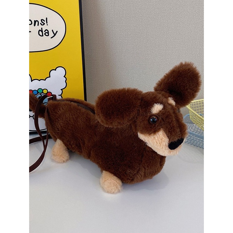 Tas Boneka Anjing Dachshund Tas Boneka Anjing Plush untuk Wanita