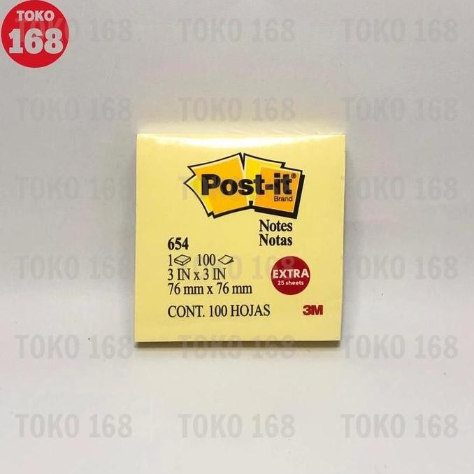 Terbaik 3M Post It Notes / Memo / Sticky Notes 654 (Pak Besar) 100% Ori