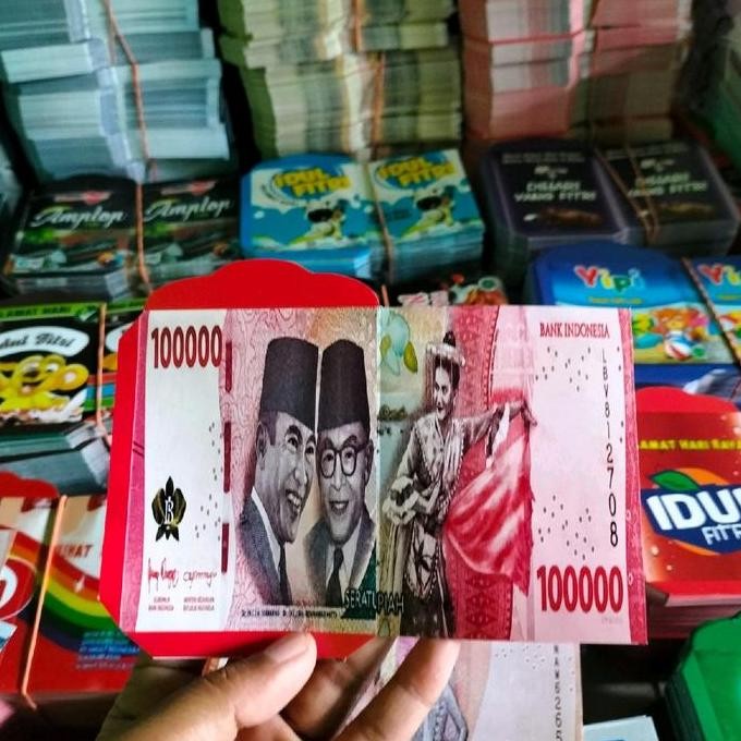 Amplop Lebaran Medium Motif Uang 1000 Lembar Plastik LAT