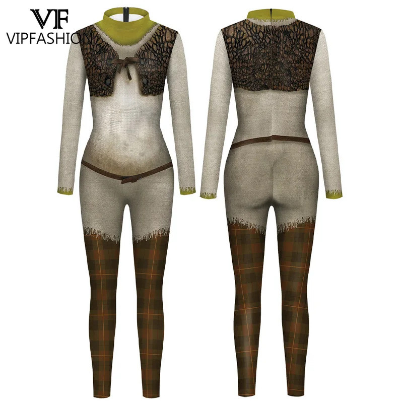 VIP FASHION Halloween Green Monster Cosplay Bodysuit Man Woman Movie Party Costume Festival Disguise
