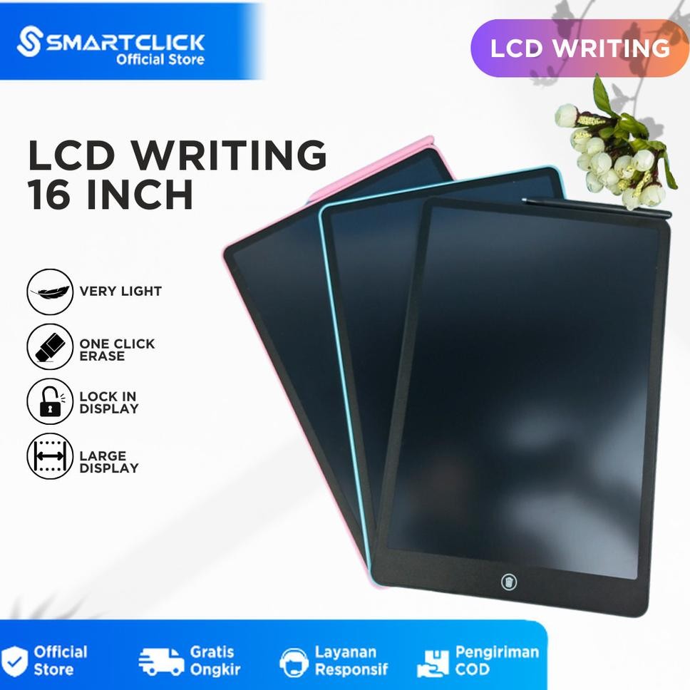 Lcd Tablet Anak 16 Inch Berwarna Mainan Papan Tulis Hapus Edukasi Pen Gambar