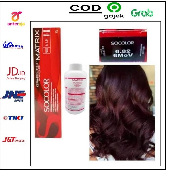 matrix socolor 6.82 / mov + oxidant, pewarna rambut