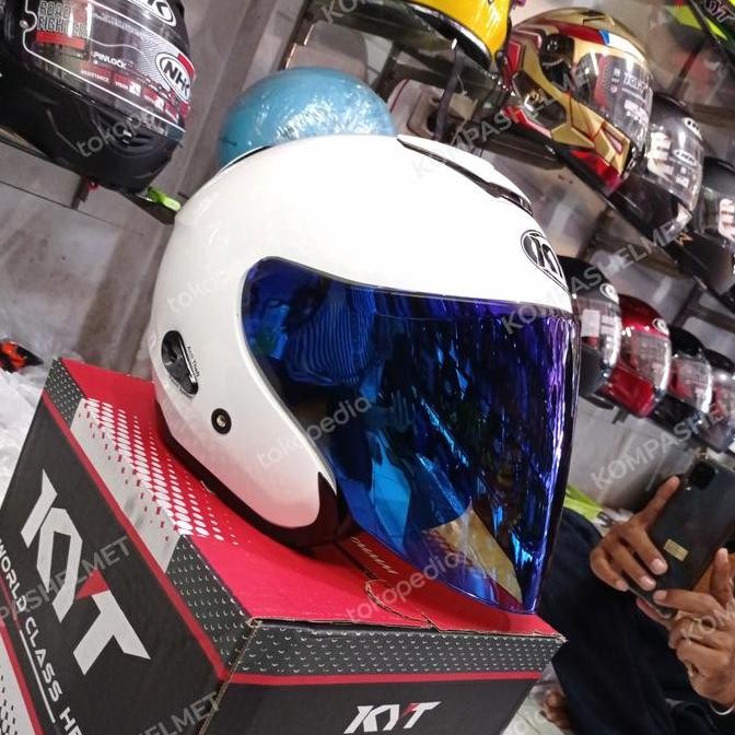 Kyt Helm Kyoto Solid White Visor Venom Iridium Blue