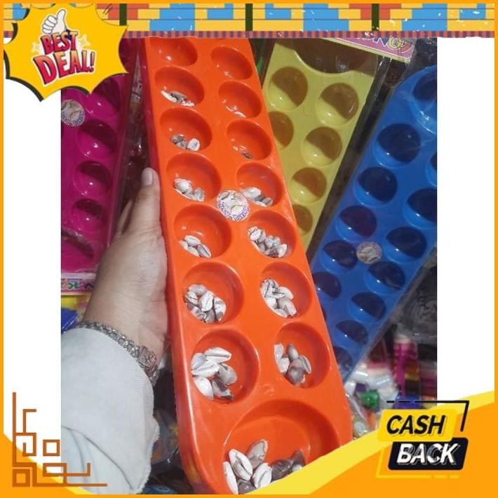 New Stock Mainan Congklak Bening+Biji Kerang Plastik