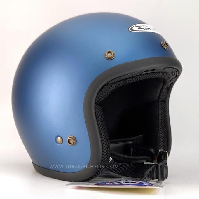Helm Zeus Zs385 Matt Blue Retro Bogo Classic
