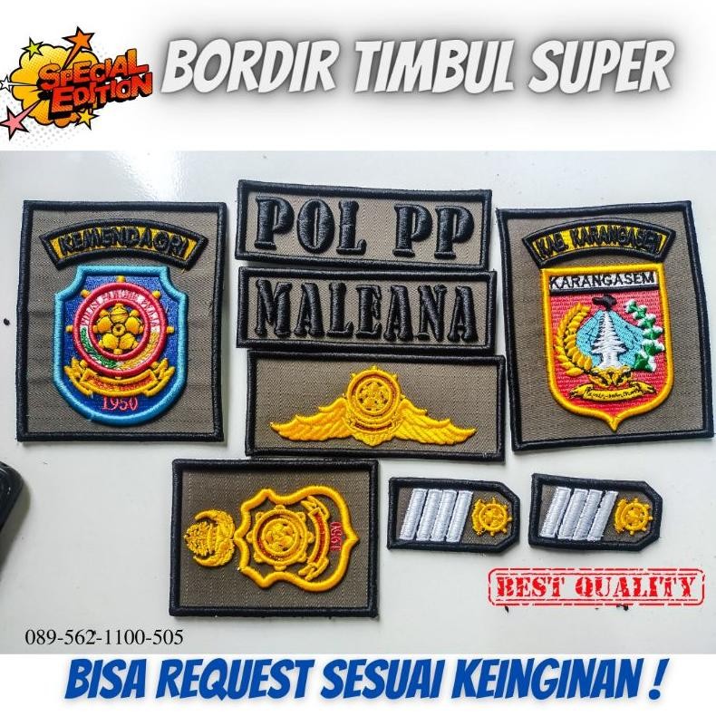 Bordir Pol Pp Timbul | Atribut Pol Pp Murah | Logo Pol Pp Timbul