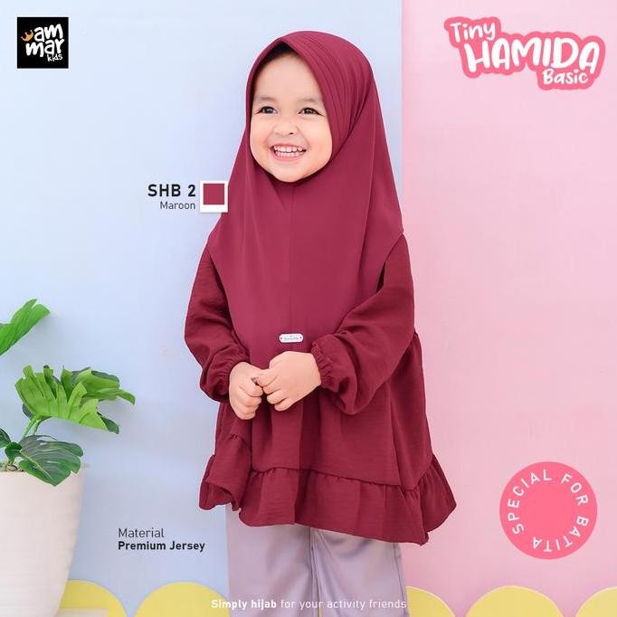(Expert) Jilbab Sekolah Anak SD Merah Maroon Ammar Kids Hamida Hijab Premium