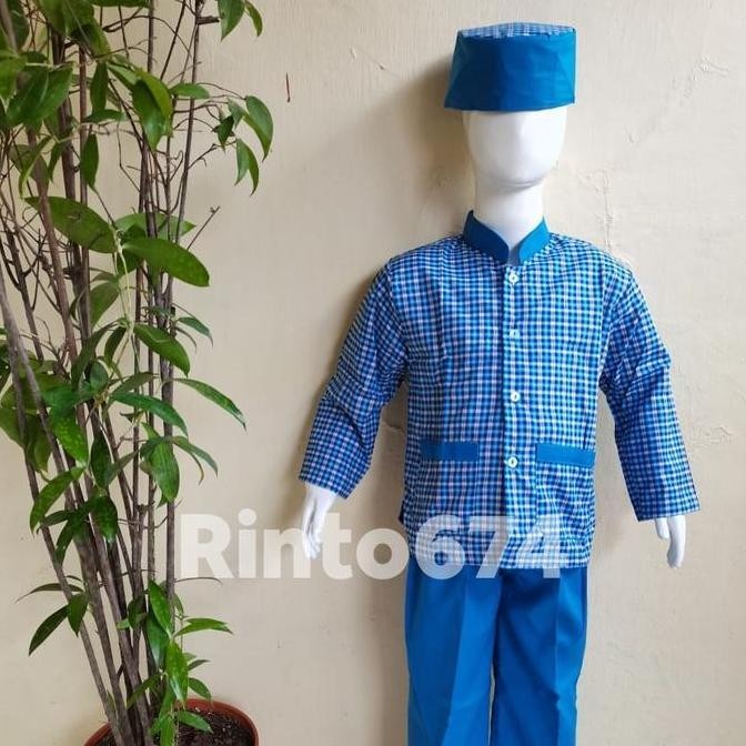 PREMIUM (READY) terjamin Seragam Sekolah Muslim Biru Paud dan TK Murah Kualitas Bagus terlaris LS