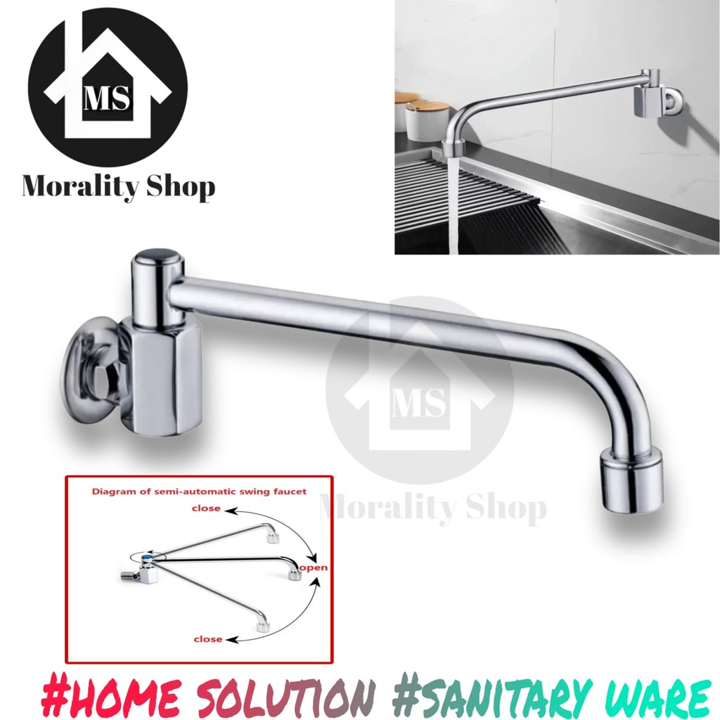 kran air bebek dapur cuci piring tanpa engkol minimalis otomatis geser kirr kanan brass kuningan