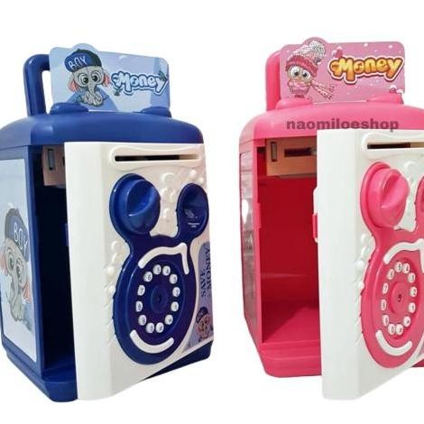 Celengan Mainan Anak Mini Mesin Atm Karakter Brankas Piggy Bank Uang Perbankan Menabung Edukatif