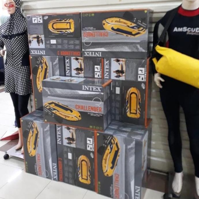 Perahu karet INTEX muat 3-4 orang,Sama Dayung fiber 2 ,pompanya LAT