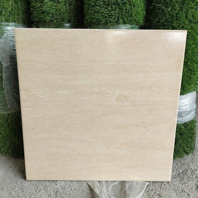 KERAMIK LANTAI 40X40 GLOSSY HIJAU - CREAM MOTIF SALUR MARMER