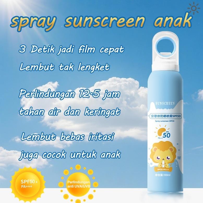 Sunscreen Spray Spray Sunscreen Anak Spf50+ Pa+++ 150Ml Lembut & Tidak Iritasi Cocok Untuk Semua Jenis Kulit Tekstur Ringan & Melembabkan Melindungi Kulit Dari Sinar Uva Uvb