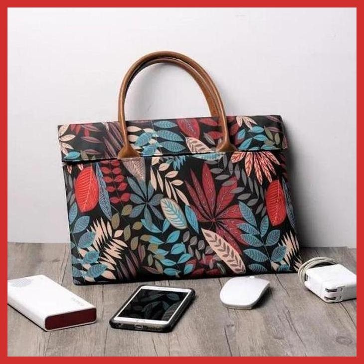 PROMO TAS LAPTOP JINJING ROG MSI ALIANWARE MOTIF DAUN HUTAN 15 16 INCH SOFTCASE ANTI AIR DENGAN TALI