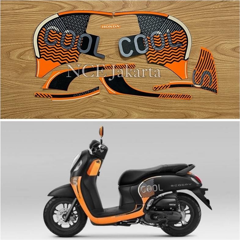 STIKER STRIPING MOTOR SCOOPY 2022 HITAM ORANGE FASHION BLACK