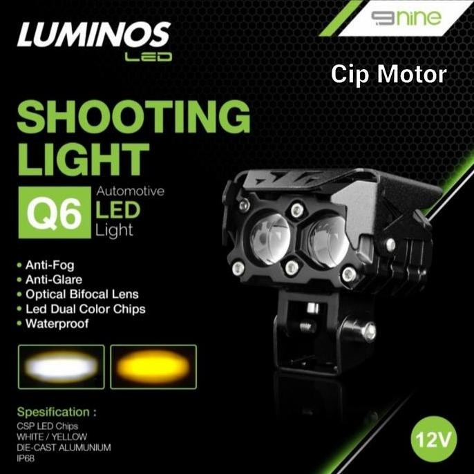 Lampu Luminos Q6 Original Lampu Tembak Double Lensa Putih Kuning 1 Pc