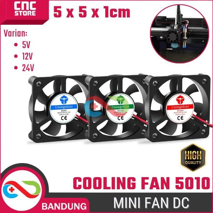 Mini Fan Dc Brushless 5010 5V 12V 24V Ram Cover Fan Kipas Pendingin Elektronik 5X5X1Cm / 5Cm Cooling