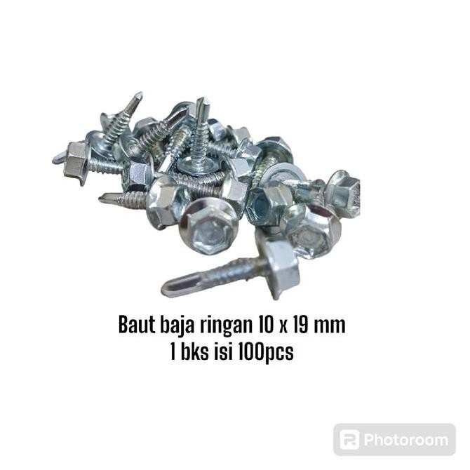 New sekrup baja ringan 100pcs baut baja ringan 10 x 19mm 1 bungkus isi 100pcs baut baja ringan di mo