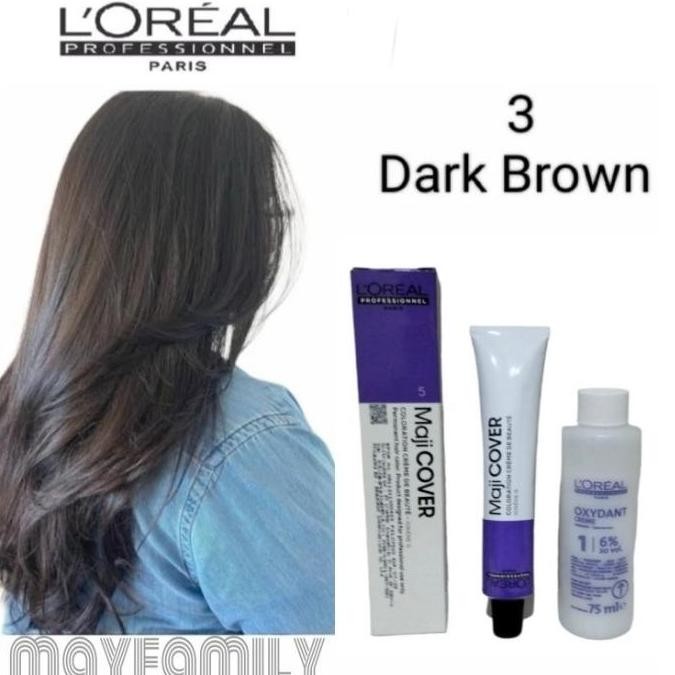cat rambut loreal maji cover 3 dark brown majicover dark brown