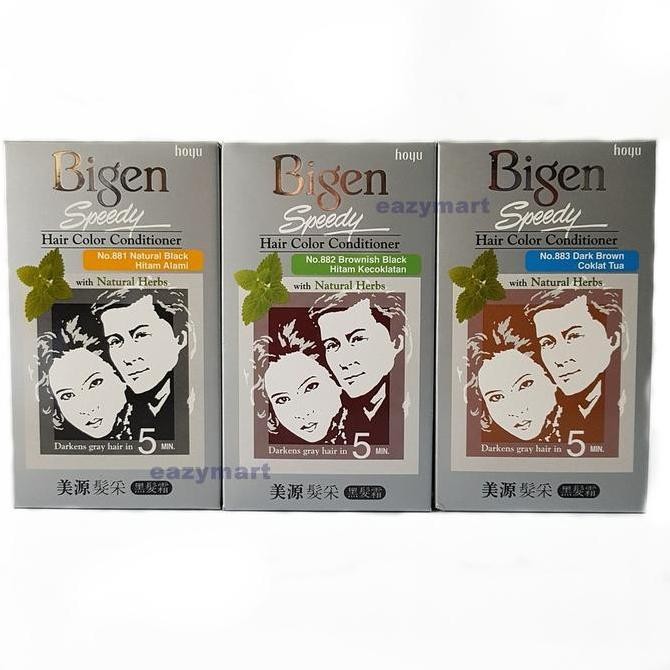 BIGEN SPEEDY NO 881 NATURAL BLACK, NO 882 BROWNISH BLACK, NO 883 DARK BROWN- SEMIR RAMBUT CAT RAMBUT