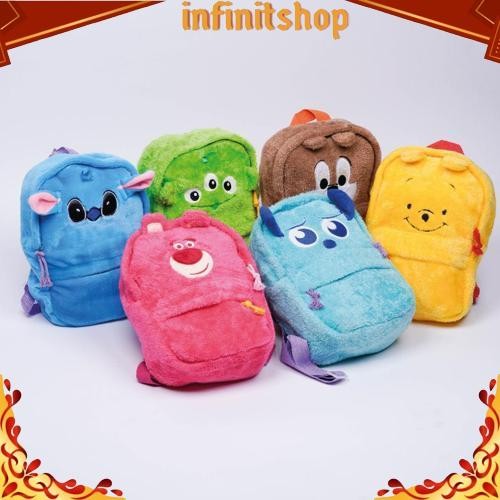 BOO Tas Ransel Disney Plushie Karakter Lotso Monster Mini Inc Pooh Backpack Viral Bulu Lucu Kecil Wa