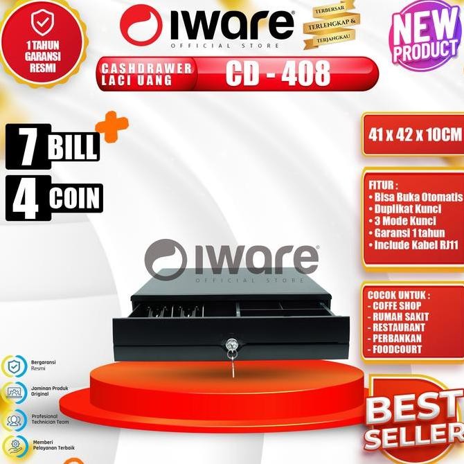 CASH DRAWER LACI UANG KASIR IWARE CD 408 RJ11