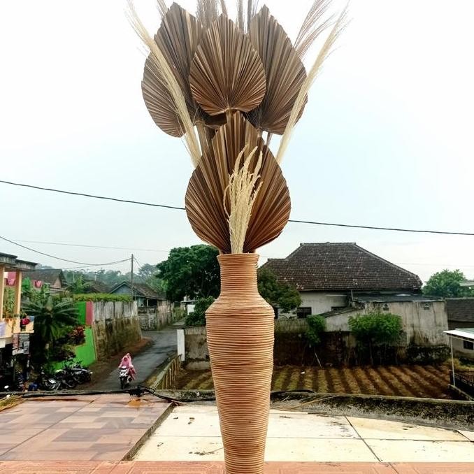 vas bouquet bunga kering + vas 60cm DVS