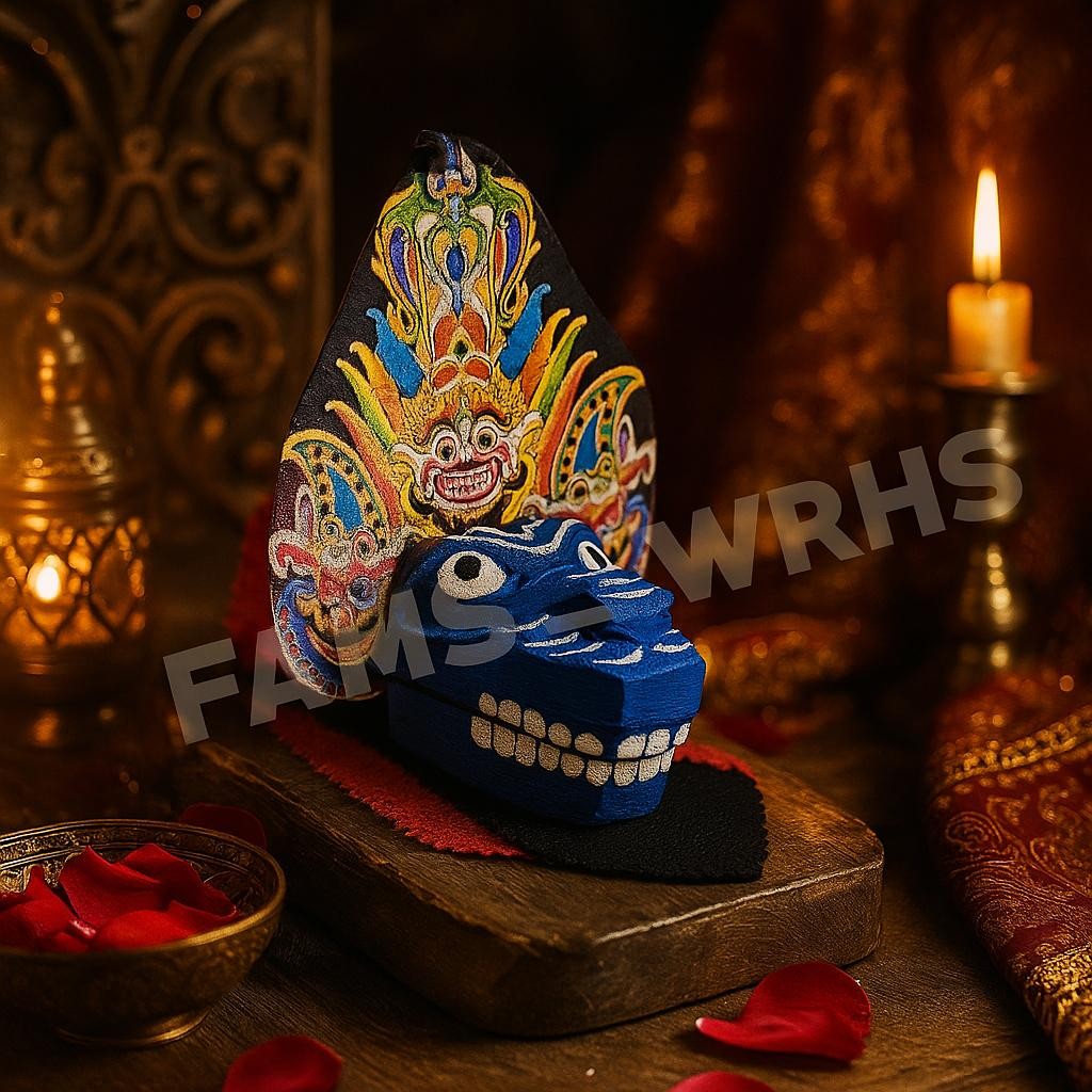 Gantungan Kunci Barongan Bahan Kayu Miniatur Barongan Biru