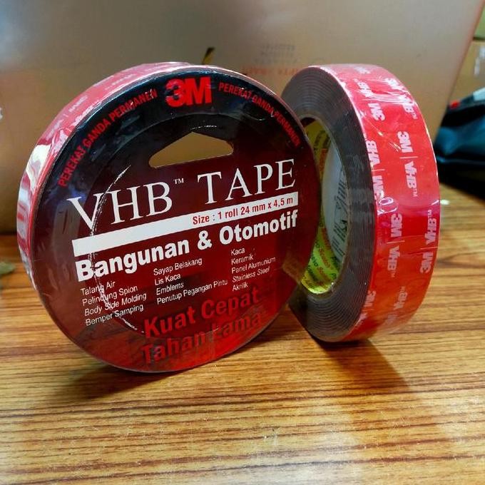 Promo Double Tape VHB Super Kuat 3M 4900 Ukuran 24mm x 4,5M Double Tape Karet Abu" COD