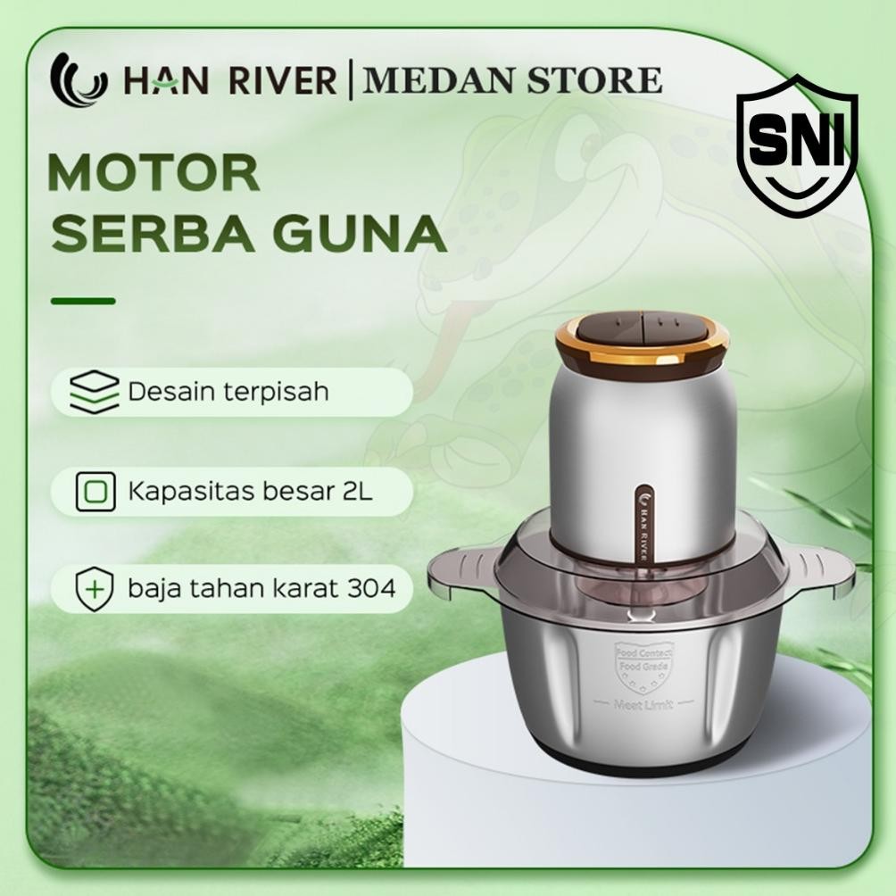 Pengiriman Dari MedanHAN RIVER Blender 2L Food Chopper/Penggiling Daging Multifungsi
