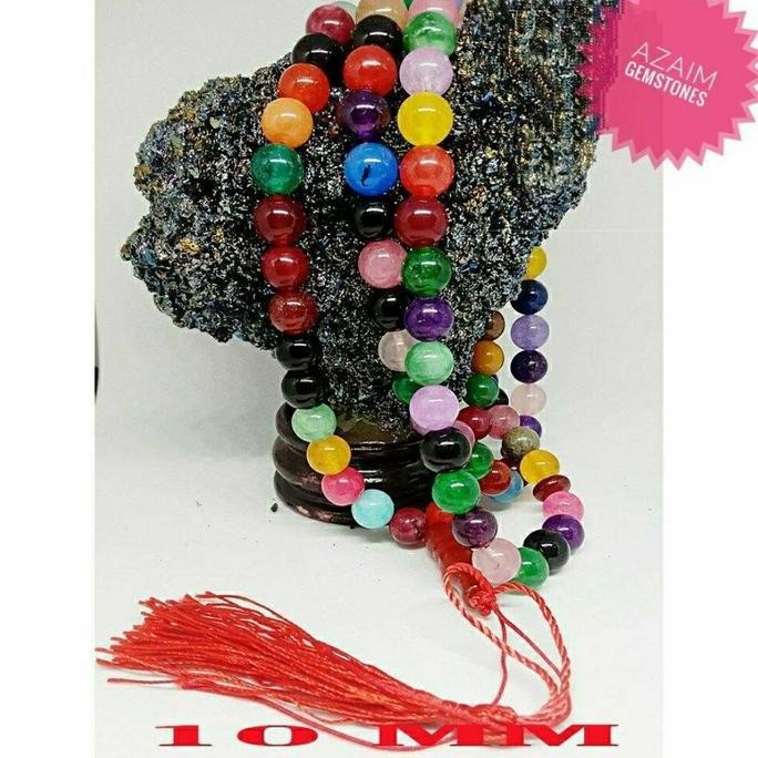 Tasbih Batu Giok Pancawarna 8-10 Mm