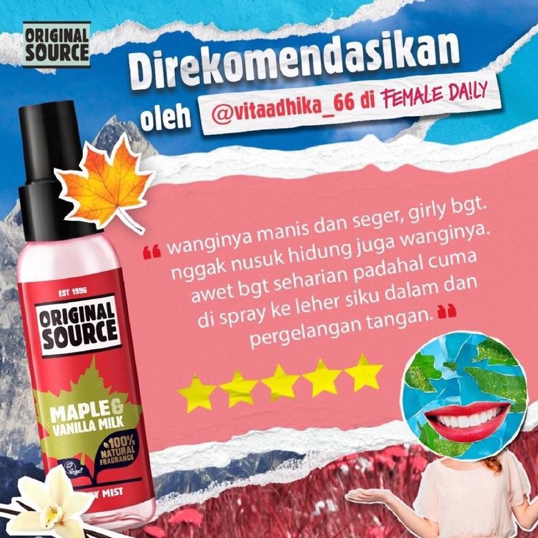 Berkualitas [READY] Original Source Body Mist Vanilla Raspberry / Original Source Body Mist Maple & 
