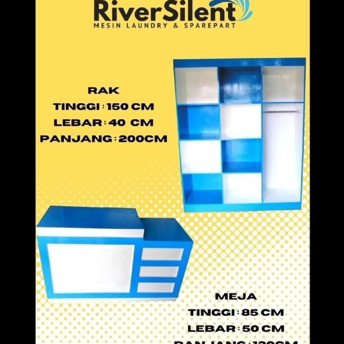 Premium rak display dan meja kasir laundry Promo