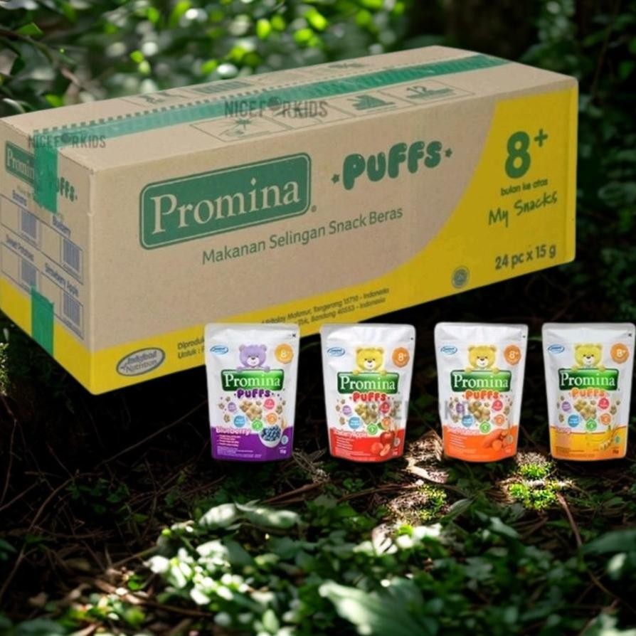 Promina Puffs 1 Dus Karton Puff Biskuit Sereal Makanan Cemilan Bayi 8 Bulan Anak Mamah