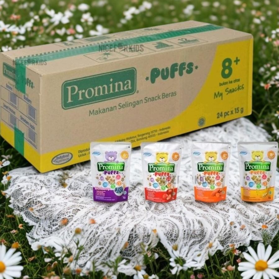 Promina Puffs 1 Dus Karton Puff Biskuit Sereal Makanan Cemilan Bayi 8 Bulan Mb