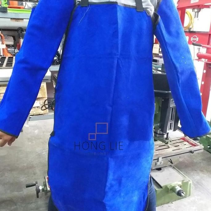 Apron Las Kulit Set(Dada +Lengan)/Celemek Kulit Las Biru