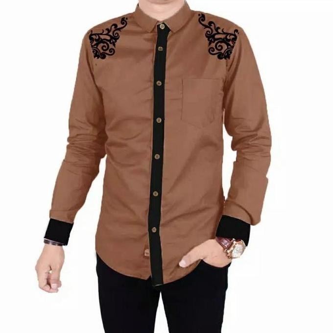 Kemeja Cowok Pria Lengan Panjang Jony Hem Kombinasi Fashion Formal