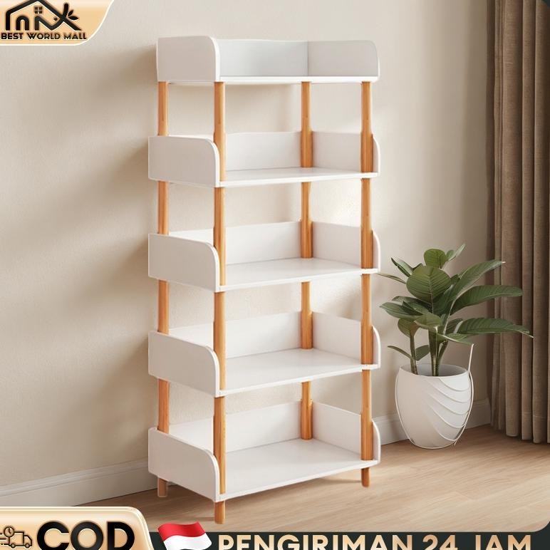 Rak Buku Minimalis 6 Tingkat Rak Makanan Ringan Lemari Buku Kayu Rak Buku Minimalis Kayu