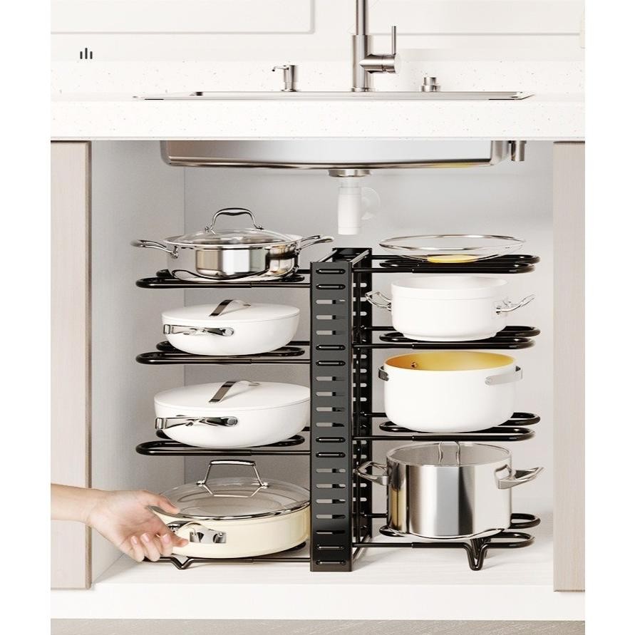 RAK PANCI BAWAH WASTAFEL RAK DAPUR 8 SUSUN / RAK TUTUP PANCI / RAK PIRING WAJAN BESI - LIBRA 8 LAYER