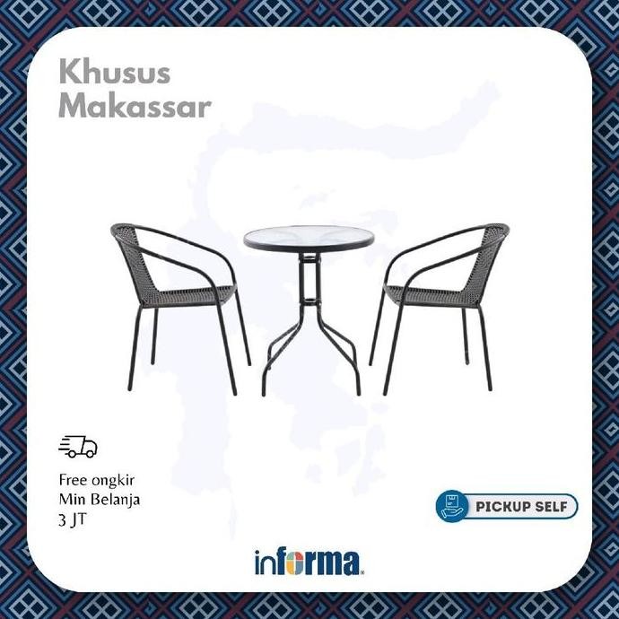 TERMURAH - [ONLY MAKASSAR] Informa Colorado Set Kursi & Meja Teras - Cokelat Tua (KHUSUS PICK UP SEL