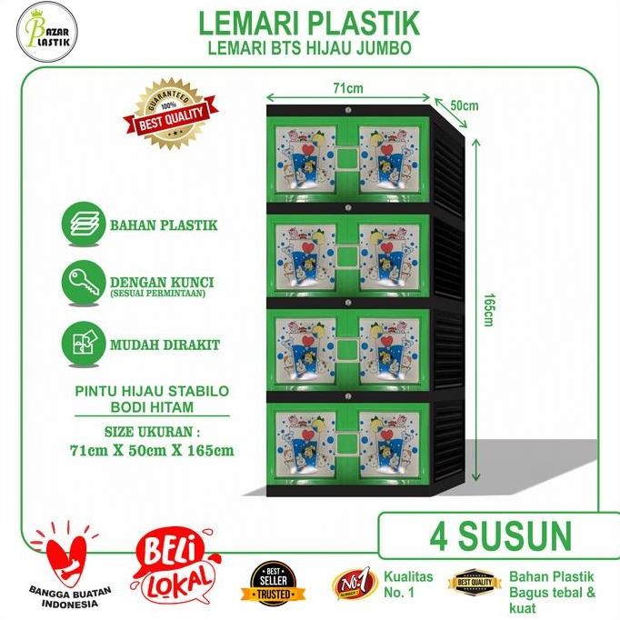 Lemari Baju Plastik / Lemari Pakaian Plastik / Lemari Plastik Portable Motif BTS Timbul ( NON KUNCI 