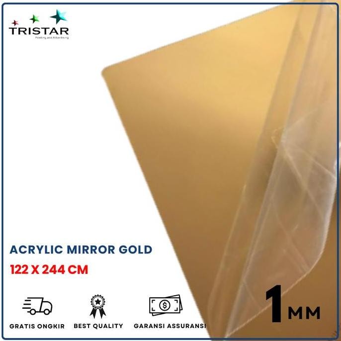TERMURAH - Akrilik Lembaran Mirror Gold Tebal 1mm / Gold Acrylic Sheet 122X244 Mirror Cermin 1MM Lem