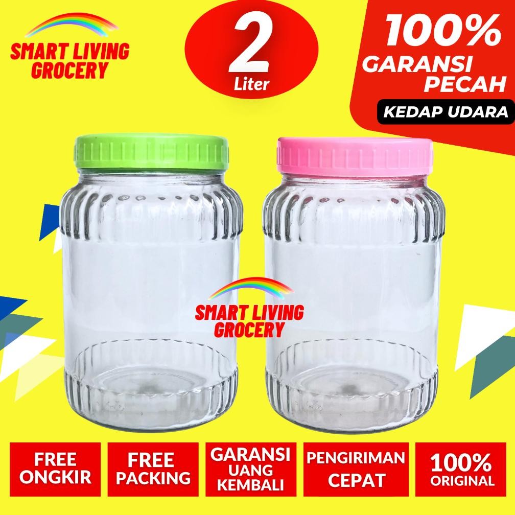 Hot - TOPLES KACA KEDAP UDARA 2 LITER TOPLES BOTOL JAR TEMPAT WADAH PENYIMPANAN KEDAP UDARA LEBARAN 